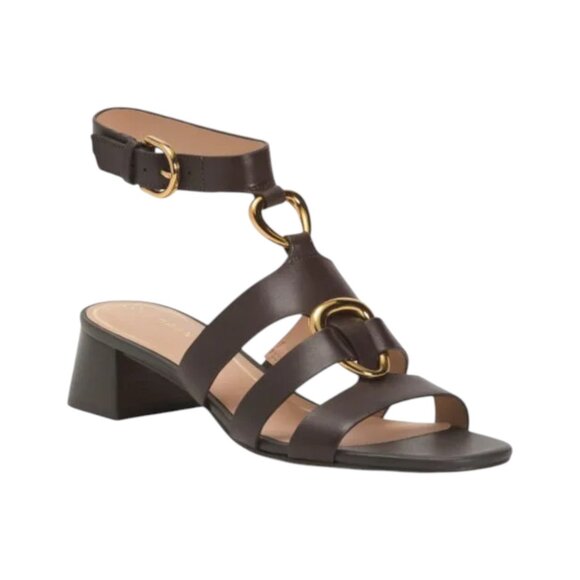 COLE HAAN Leather Lyanna Ankle Strap Heeled Sandals - Picture 1 of 5